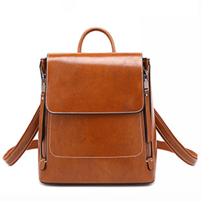 

Genuine Leather Female Backpack Knapsack Shoulder School Book Bag Girl Women Daypack Cross body Bags Rucksack