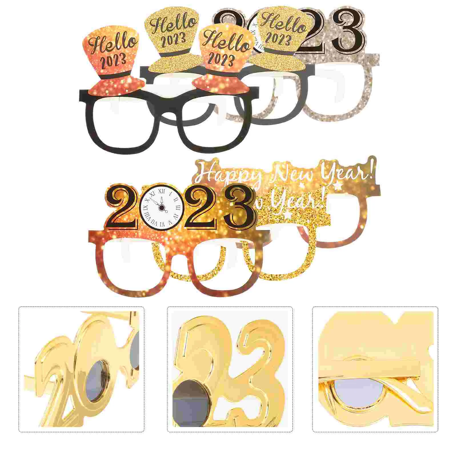 

2023 Paper Glasses Photo Prop Performance New Year Decorative Party Eyeglasses Decors