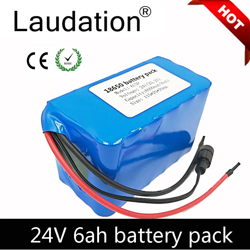 

24V Battery Pack 25.2V 6Ah 18650 Battery 6000mAh Rechargeable Battery For GPS Navigator/Camera/Golf Car/Electric Bike/LED/Light