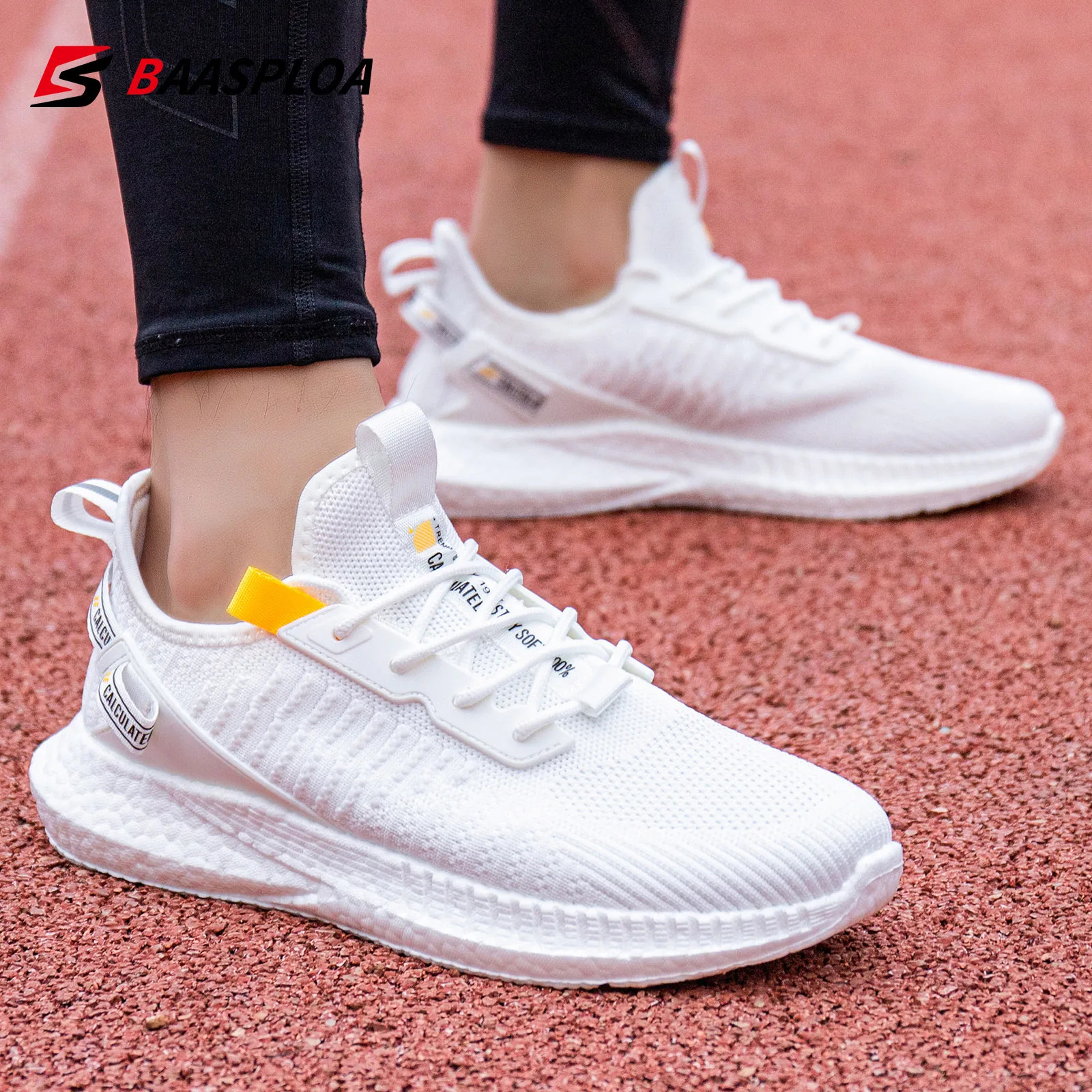 

Baasploa 2022 New Summer Sneaker Comfortable Running Shoes for Male Breathable Tenis Sneaker Men Knit Casual Walking Shoes