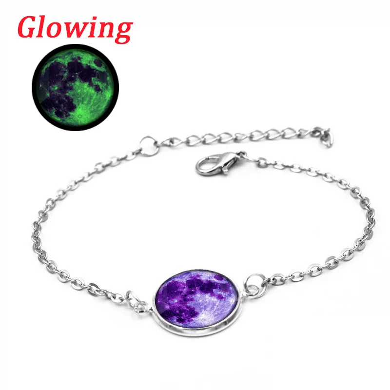 

Summer Style Glow In The Dark Galaxy Moon Bracelets for Women Fashion Accessories Chain Link Bracelet Luminous