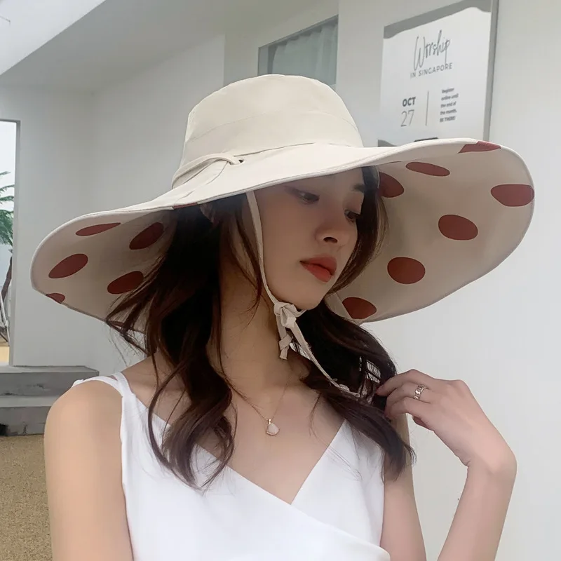 

New Double-sided Fisherman Cap Summer Big Brim Sunscreen Beach Sun Caps Korean Version All-match Women's Hats Bucket Hat Women