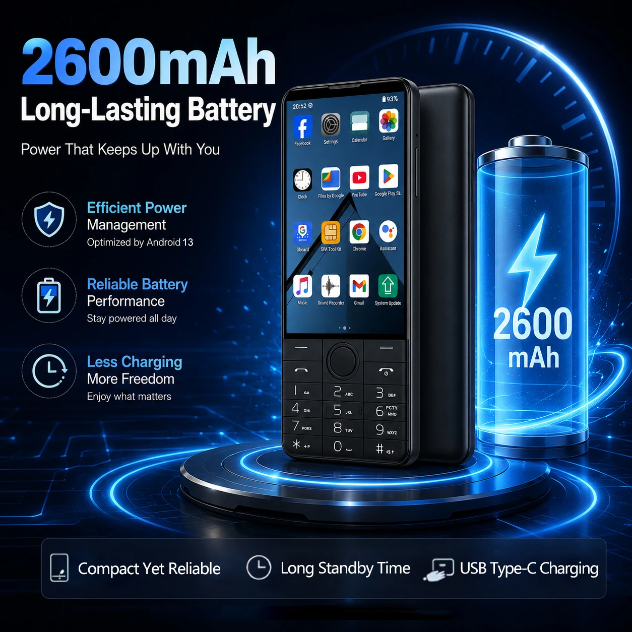 Фото Смартфон DOOV R70 без камеры, с двумя SIM-картами, MT6765, сенсорный экран, 4G, Android 13, клавиатура, 4 дюйма, 6 ГБ ОЗУ, 128 ГБ ПЗУ, 2600 мАч №5
