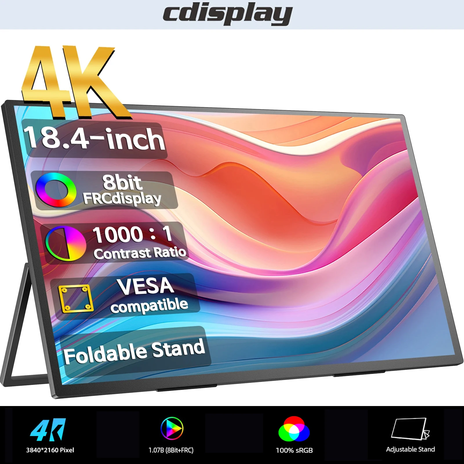 Cdisplay 18 4 &quotПортативный игровой монитор 4K внешний дисплей для ноутбука 8 бит + FRC