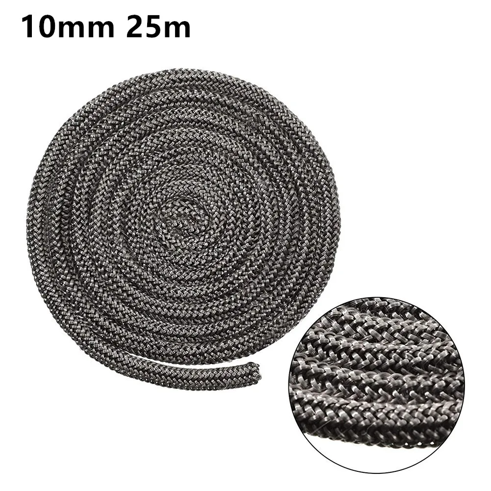 

10mm 25m Black Stoves Rope Fireplace Stove Door Gasket Cord Fiberglass High Temperature Woodburner Sealing Rope Replacement