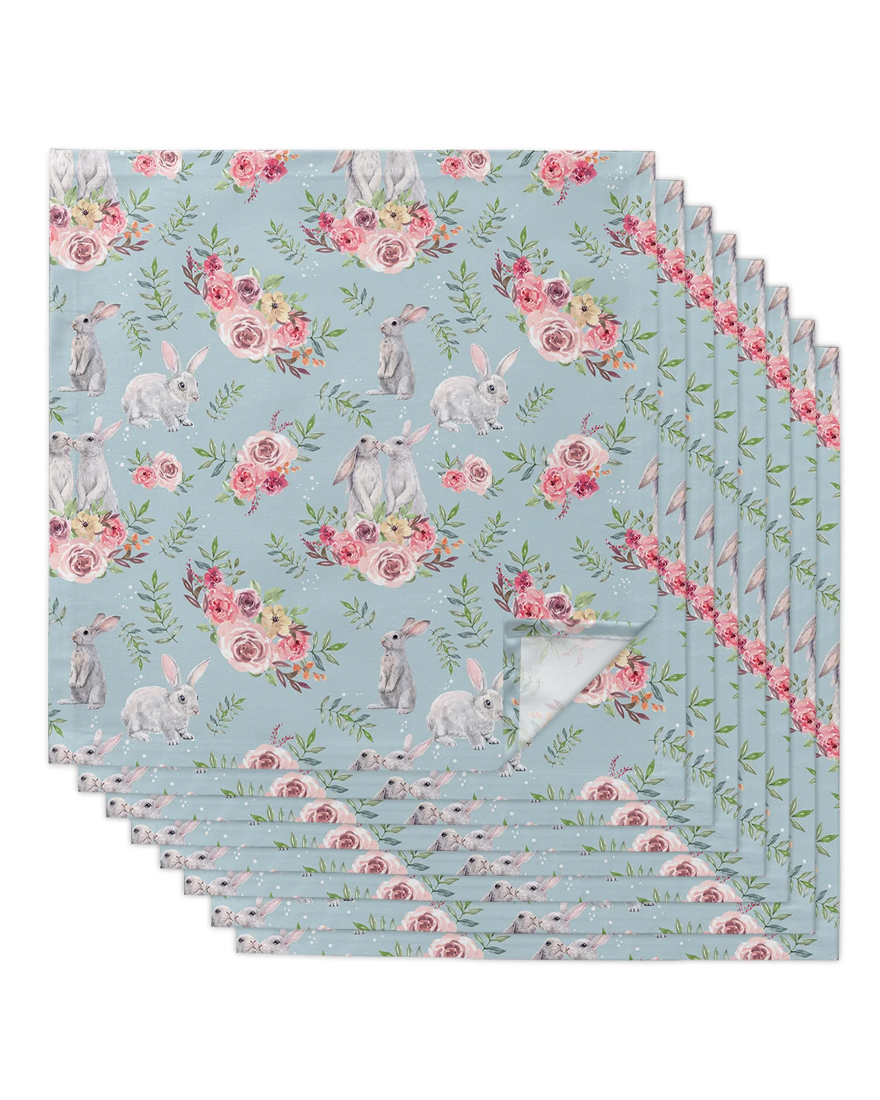 

Пасхальные весенние столовые салфетки в виде цветов, кролика, столовые салфетки для ресторана, столовые приборы из искусственной ткани, укр...