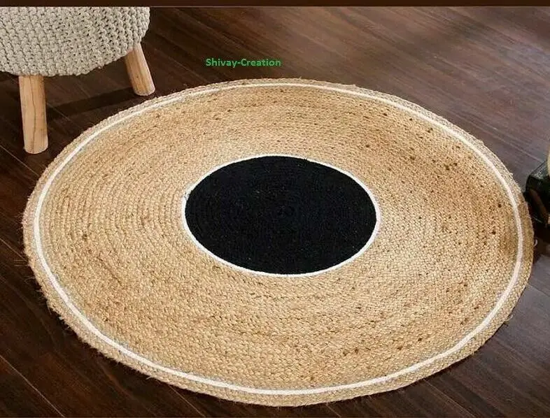 Rug 100% Jute Natural Reversible Style Braided Carpet Modern Rustic Look Rugs- home  bedroom decor  carpet