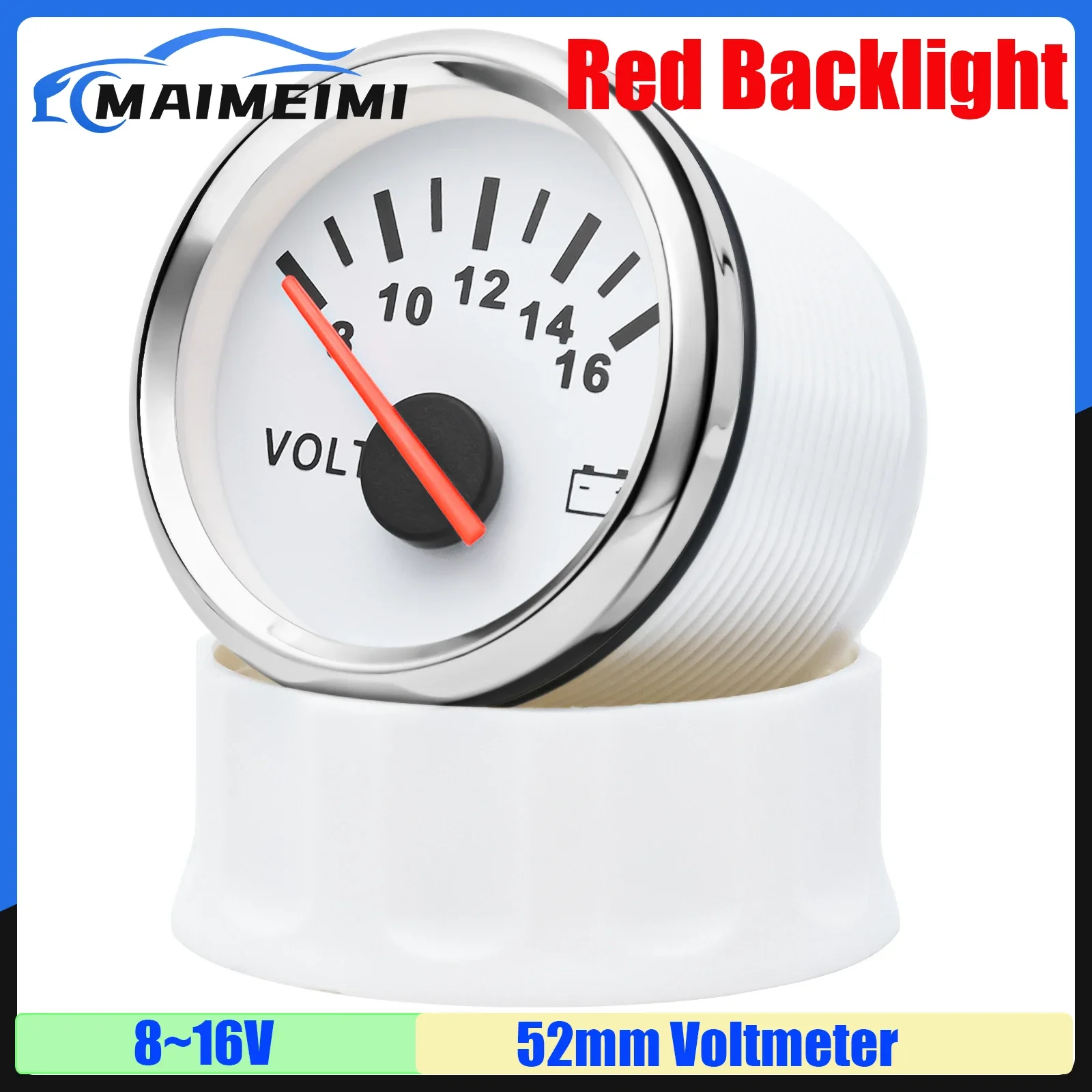 Вольтметр с красной подсветкой измеритель напряжения 2 дюйма 52 мм 8 ~ 16 В для