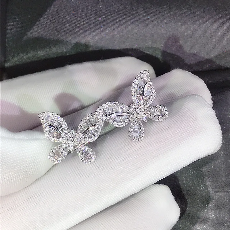 

European and American Fashion Butterfly Earrings New Diamond Temperament Earrings Female Net Celebrity Earrings Wholesale