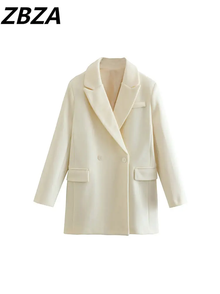 

ZBZA Women 2023 New Fashion Woolen Cropped Overcoat Coat Vintage Long Sleeve Button-up Female Outerwear Chic Tops