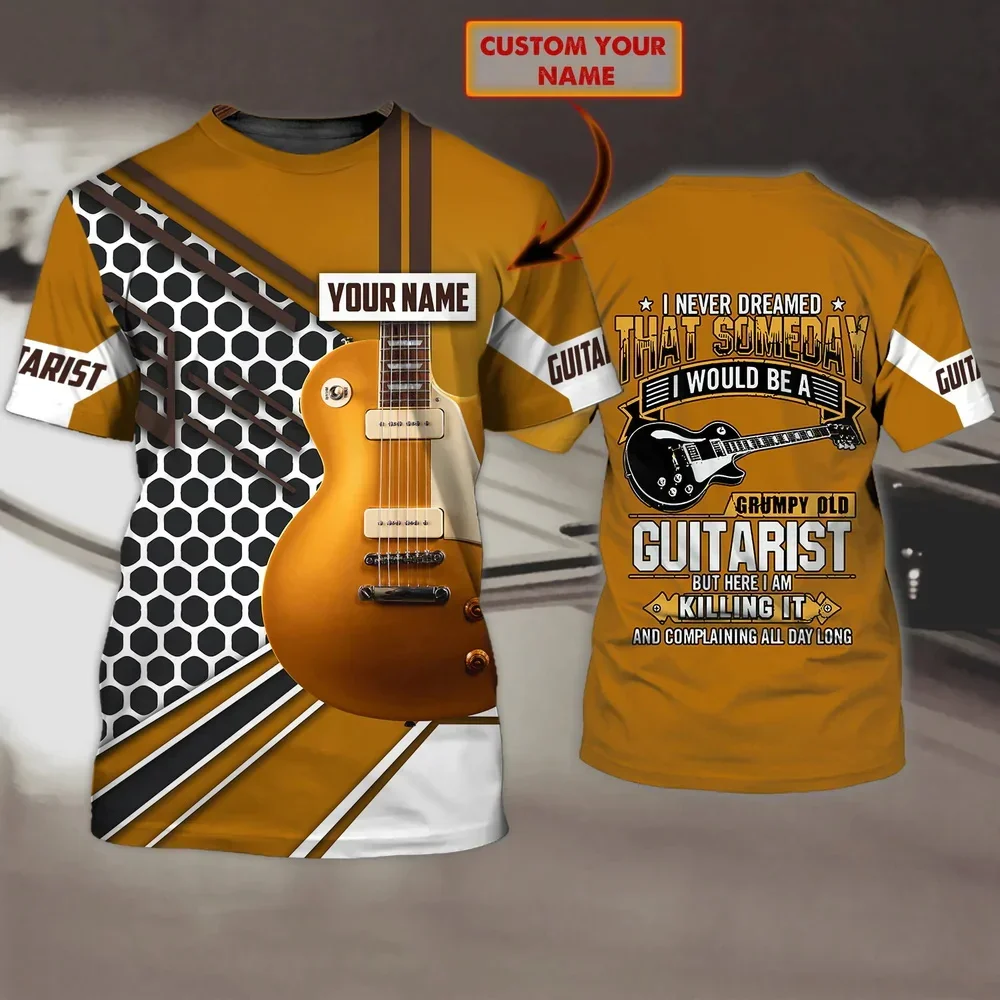 Летняя мужская футболка с персонализированным именем гитары 3D печатная Футболка
