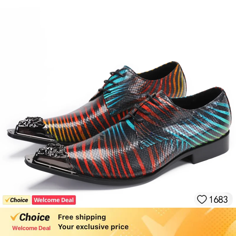 Классические мужские туфли из натуральной кожи со змеиным узором туфли-оксфорды