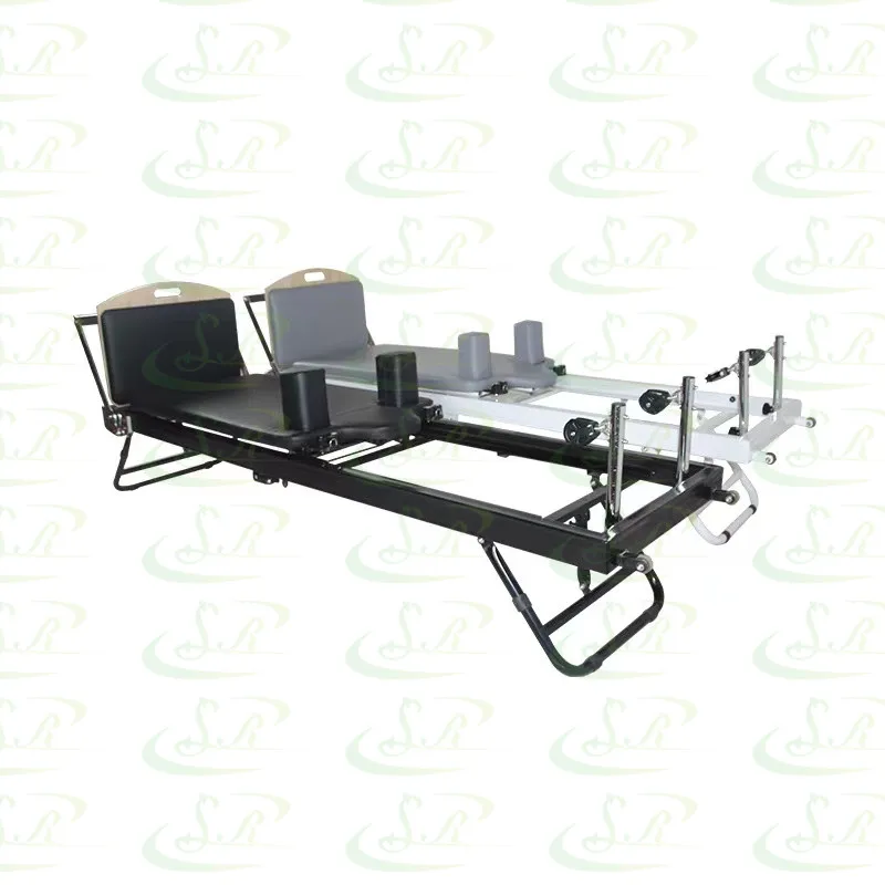 

2022 Senrui fitness new aluminum metal frame white balanced foldable pilates reformer bed with tower
