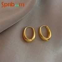 simple hoop earrings for women korean retro geometric gold earring metal korean jewelry temperament female hoops trend new