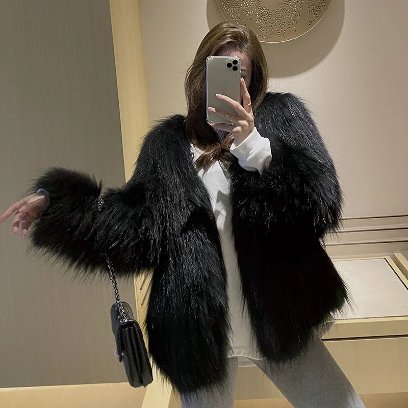 Winter High Quality Thick Warm Rex Rabbit Fur Grass Coat Spring New Soft Single Button Regular Beige High-end Real Fur Overcoat