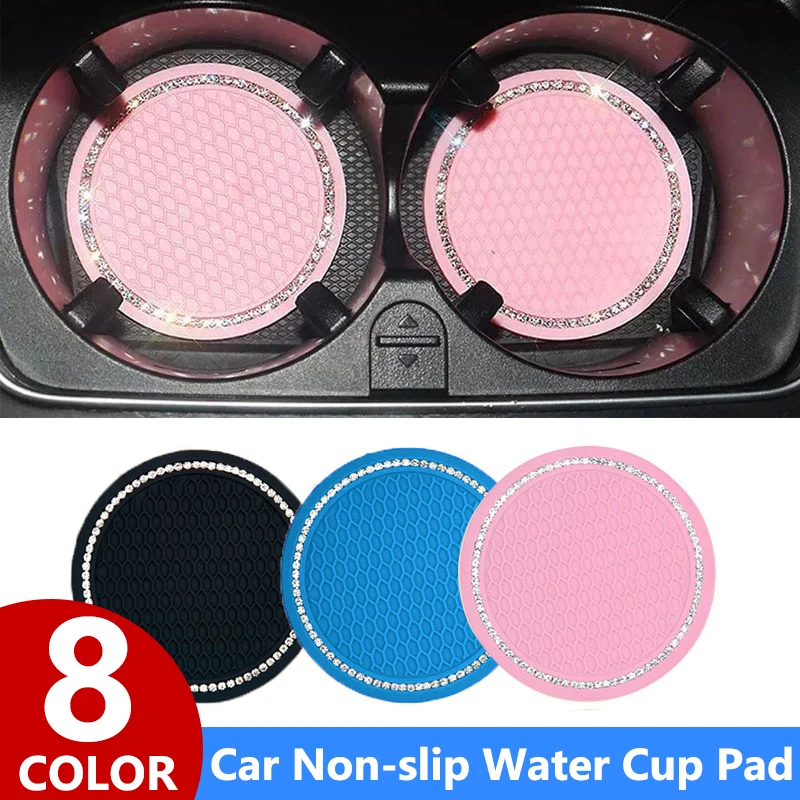 

Car Non-slip Water Cup Pad Diamond Rhinestone Bling Decoration Auto Interior Cup Bottle Anti-skid Rubber Mat Car Accessories