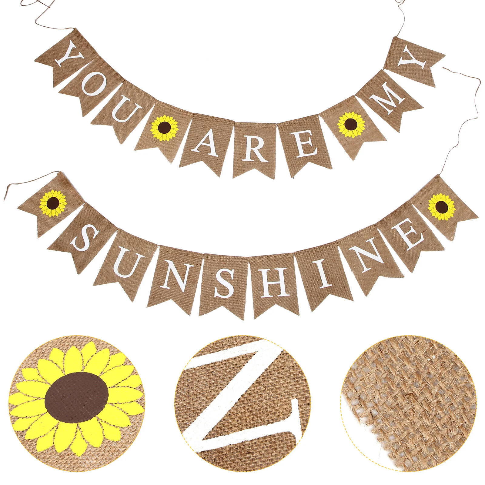 

Sunflower Burlap Banner Bunting Garland Swallowtail Linen for Shower Kids Birhday Party Decoration Layout Supplies