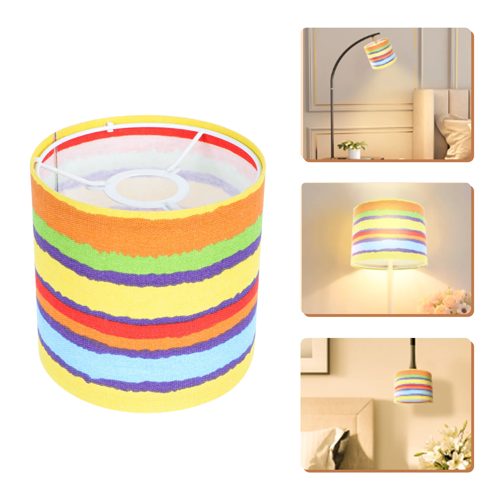 

Lamp Shade Lampshade Light Table Shades Fabric Rainbow Lampshades Floor Modernpendant Bulb Ceiling Bedroom Cloth Cover Colorful