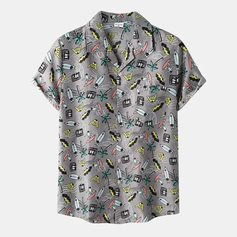 2022 Summer Hawaiian Shirt Beach Style Shirt Collar Short Sleeve Printed Shirts Men Camisa Jawaianas Hombre Free Shipping