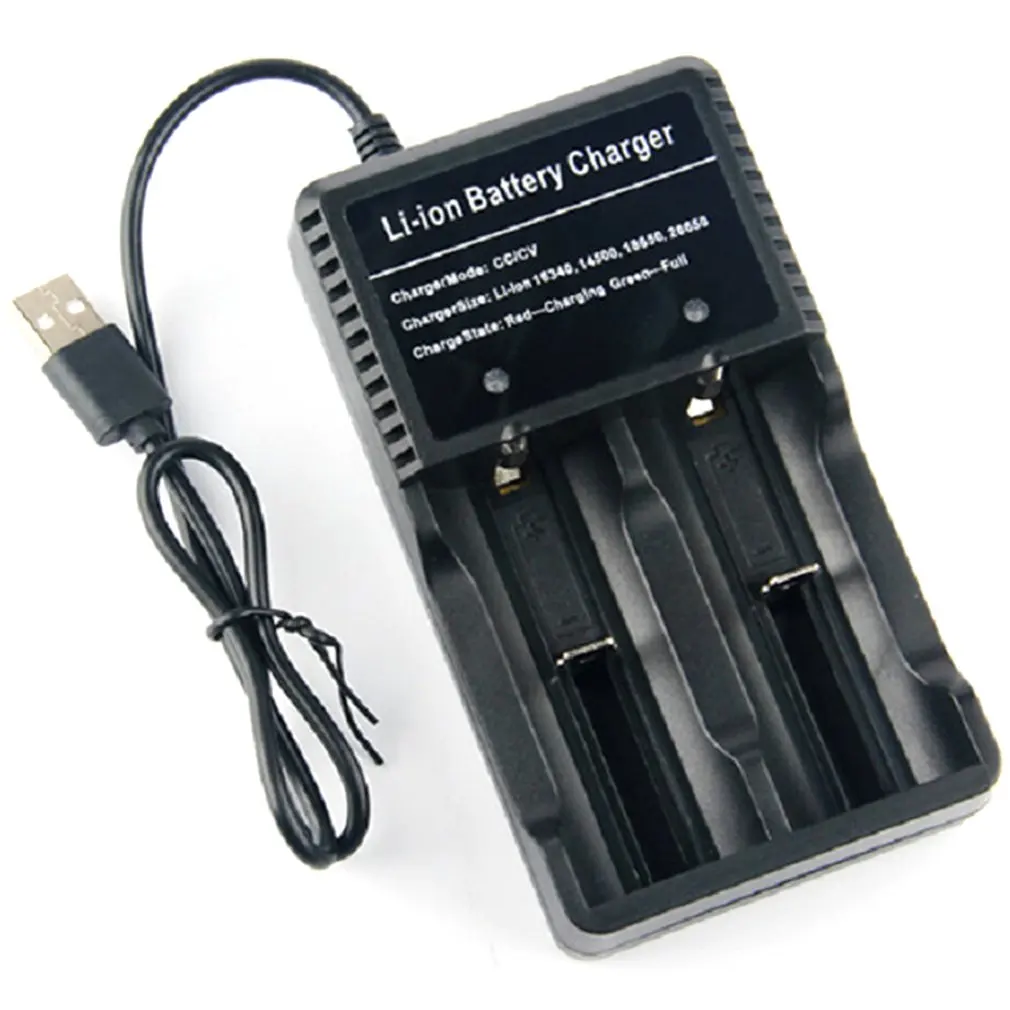 

4.2V 18650 2 Slot Charger Li-ion battery USB independent charging portable electronic 18650 26650 14500 16340 battery charger