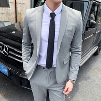 jacketpants 2022 brand clothing mens high quality business blazersmale slim cotton casual groom dress two piece suit s 4xl