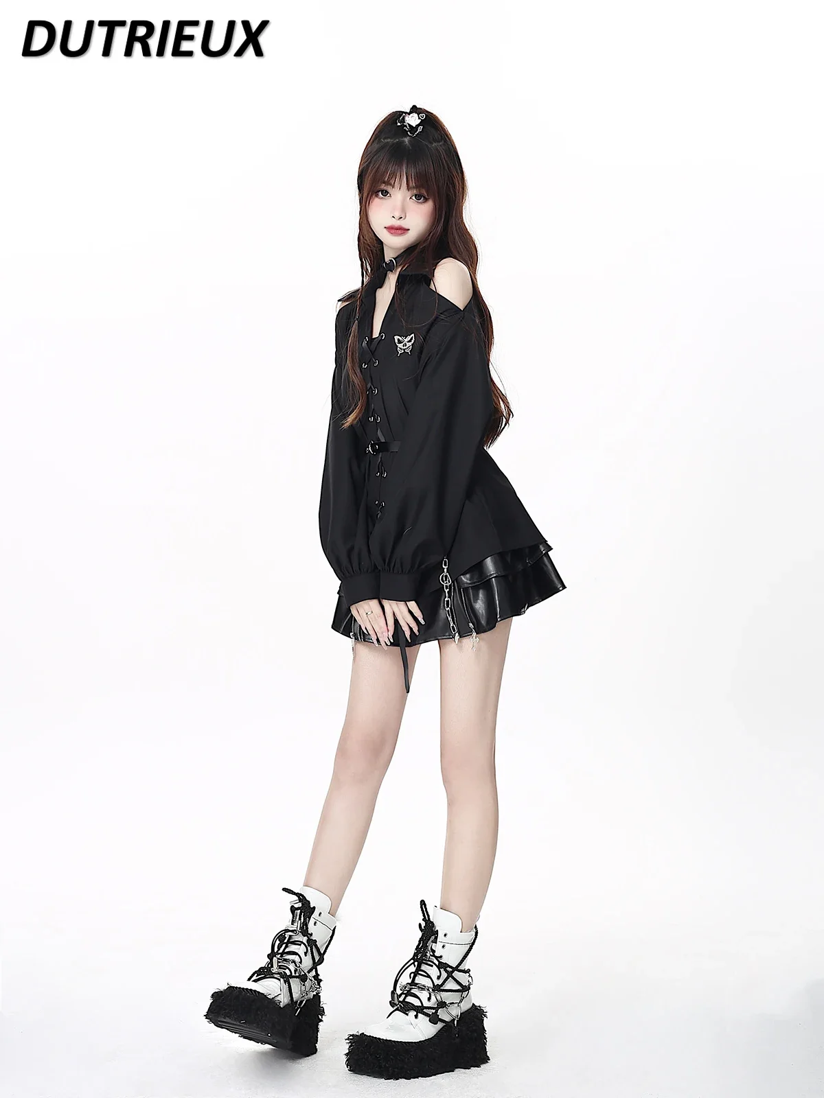 Японская оригинальная рубашка с открытыми плечами Pure Desire весенне-летняя