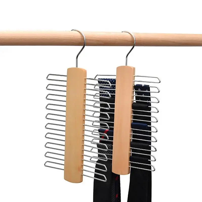 

20 Rows Belt Storage Rack Wooden Necktie And Belt Hanger Bedroom Closet Organizer Wardrobe Storage Organizer Home Supplies