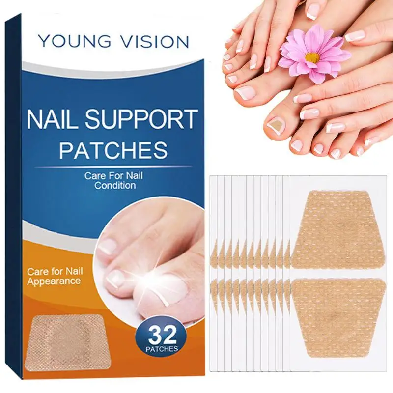 

Finger Nail Patches Extra Strength Nail Renewal Cracked Toenail Repair 32 PCS Non-woven Breathable Nail Repair Renewal Patch For