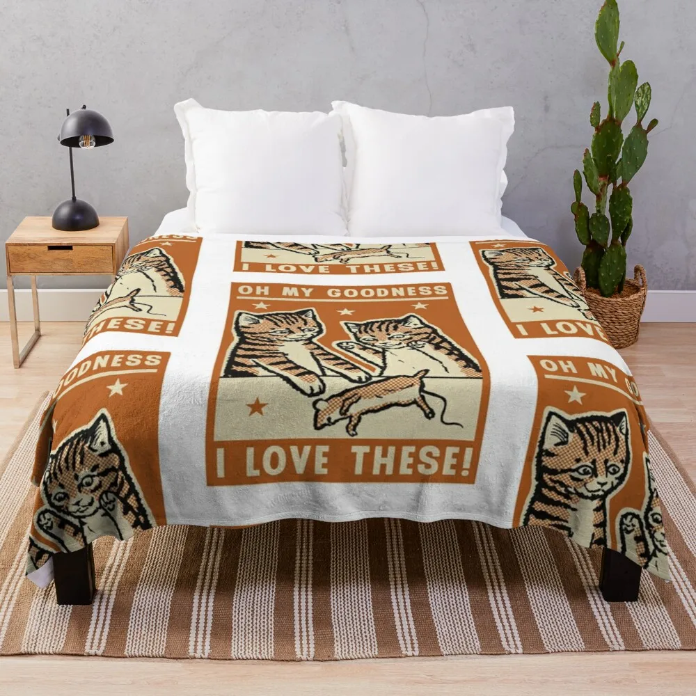 

Oh My Godness I Love These Art With Two Cats Throw Blanket Blanket Luxury Brand