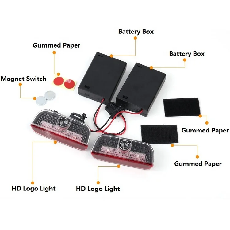 

Светодиодный дверной логотип светильник Аккумулятор для VW Passat B6 Golf5 6 7 Jetta MK5 MK6 CC Tiguan Scirocco VW R-line