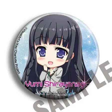 Charlotte Action Figure Tomori Nao Yusa Nishimori Otosaka Ayumi 8 Type Anime Backpack Decoration Tinplate PVC Badge Toys |