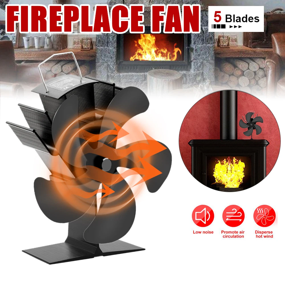 

5 Blade Heat Powered Stove Fan Fireplace Fan Log Wood Burner Eco Fan Silent Motor Heat Fan For Wood/Log Stoves/Fireplaces/Heater