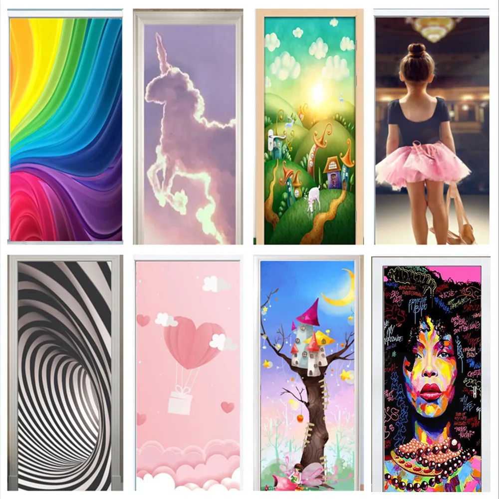 

Cartoon Cute Door stickers Anime Girls Wall Stickers for Kids Room Living Room Decorative Stickers Wall Decals Home Decor PVC