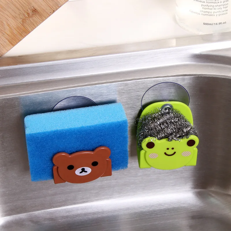 

Sink Sponge Holders Kitchen Dish Cloth Storage Rack Scrubbers Holder Cartoon Sundries Racks with Strong Suction Cup