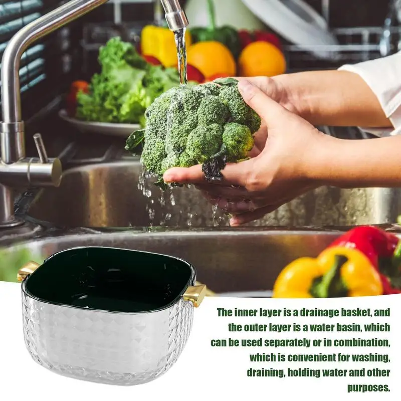 

Double Layer Colander Bowl Vegetable Mesh Filtering Basket Collapsible Drainer Fruit Washing Draining Strainer Kitchen Accessory