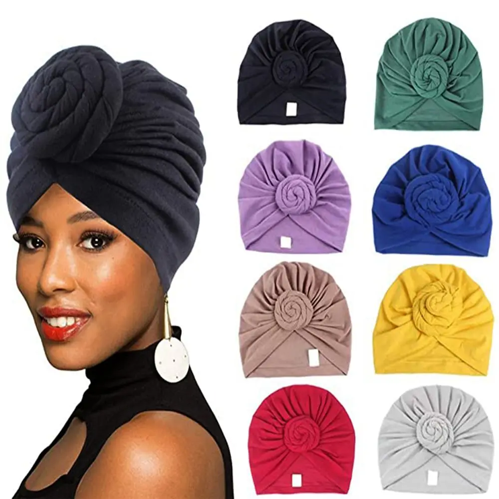 

Female Headband Pre-Tied Bonnet Chemotherapy Cap African Pattern Headwrap Cotton Headscarf Turban Caps Women Chemo Hat