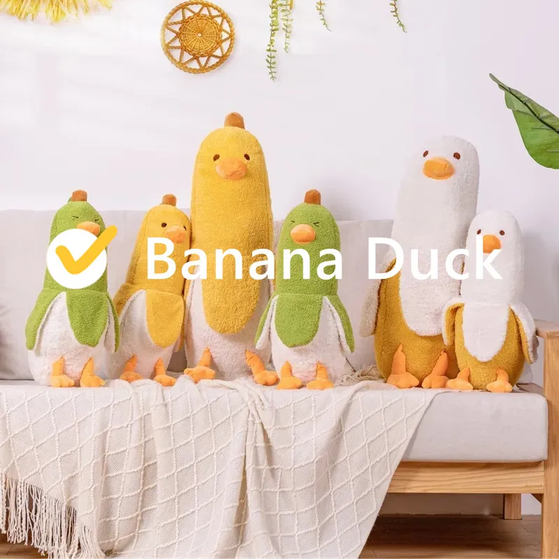 

Милая распродажа, плюшевые игрушки в виде банановых уток, мягкая хлопковая подушка в мультяшном стиле, 50-90 см, Детская декоративная подушка для сна, подарок для девочки