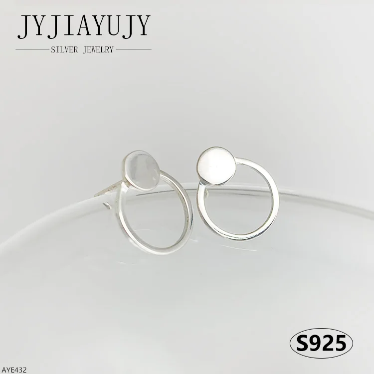

JYJIAYUJY 100% Sterling Silver S925 Stud Earrings Hollow Out Circle Shape Fashion Trendy Hypoallergenic Women Jewelry AYE432