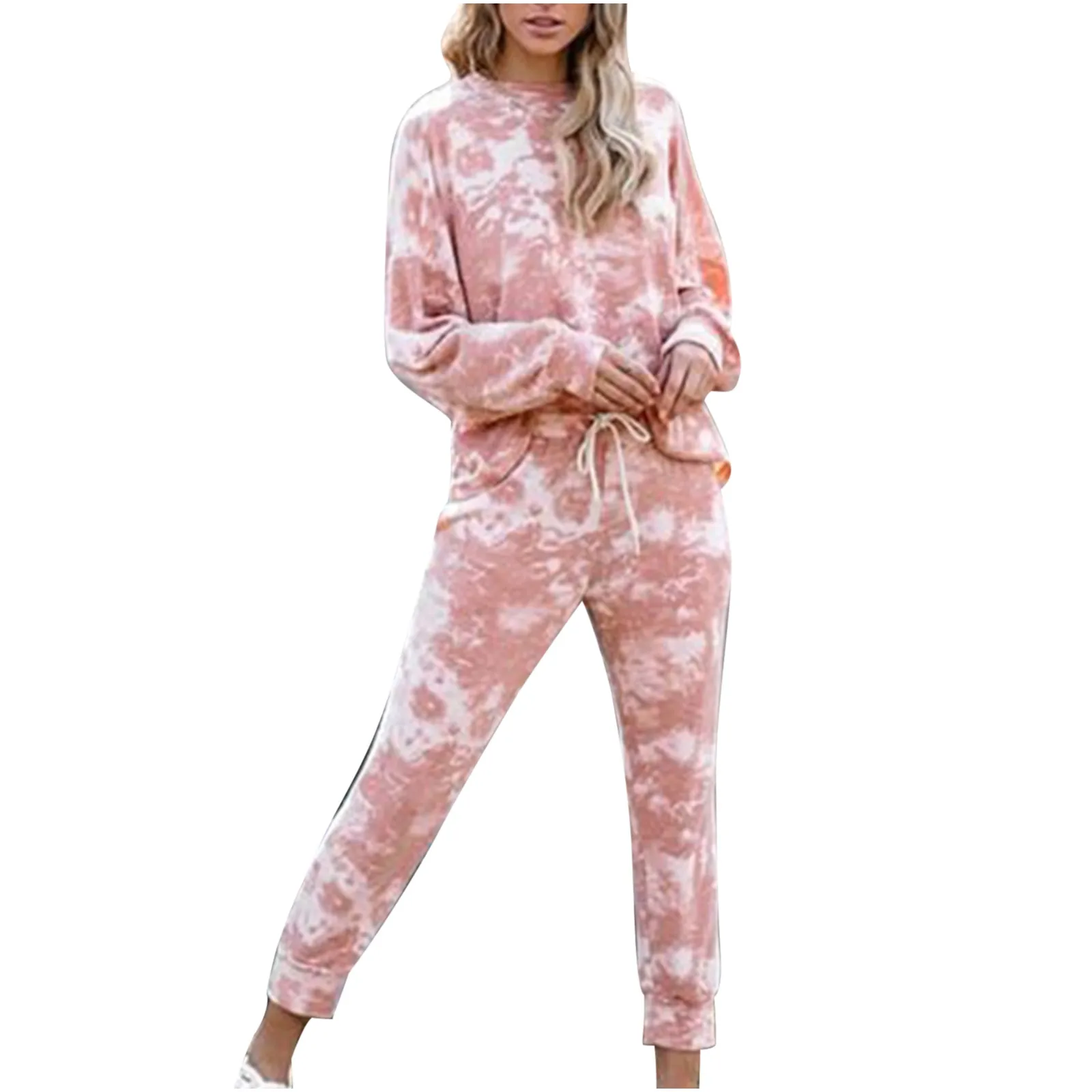 

Женский Спортивный Костюм, Модные свободные брюки с длинным рукавом и принтом, повседневный Костюм из двух предметов, Женский комплект, 2 шт.