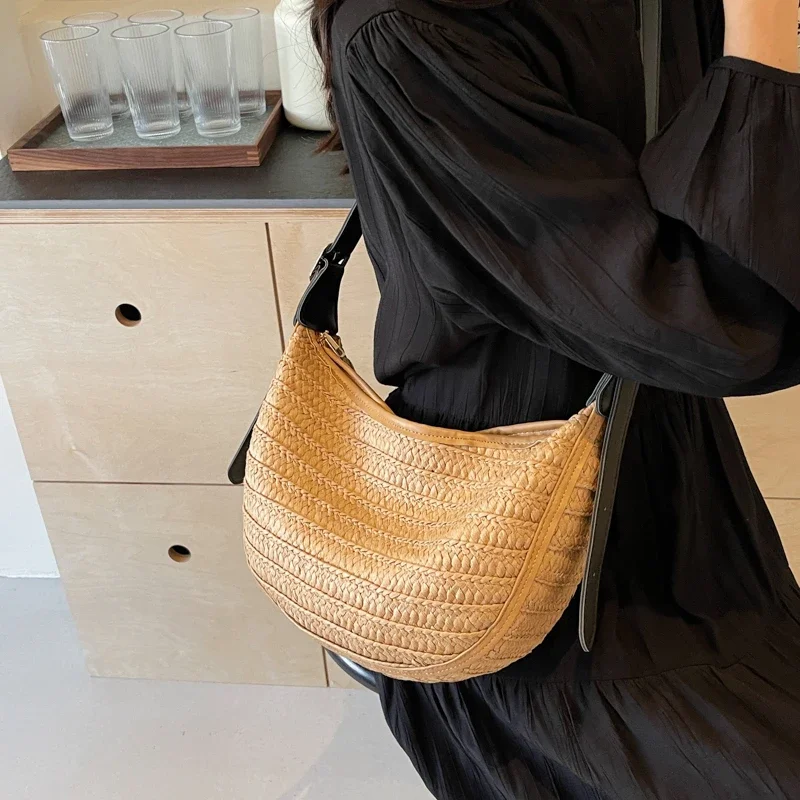 Сумка кросс-боди Женская соломенная саквояж большой вместимости дизайнерский