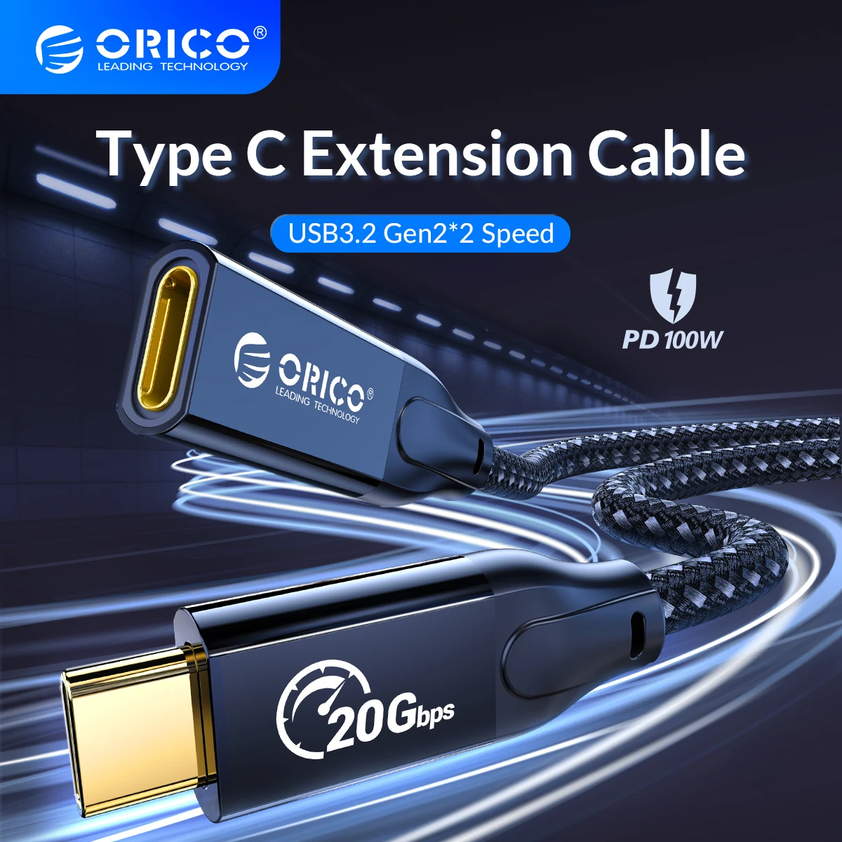 

ORICO 20Gbps C расширение кабельной передачи данных, быстрая зарядка 100W, высокая очистка 4K @ 60Hz плетеный, применяется к линии C Mackbook от общественнос...