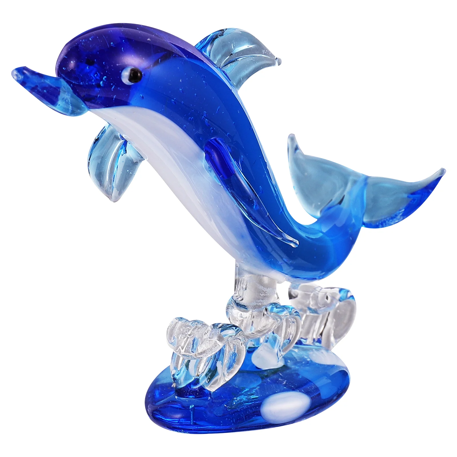 

Glass Fish Figurine Christmas Desktop Ornament Dolphin Decoration Mini Animals Sculpture Out Door Toy