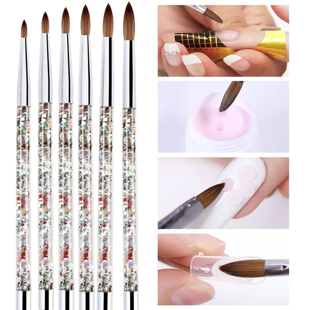 

Tool Nail Painting Pen With Liquid Glitter Handle Nail Art Brush 100% Nylon Acrylic Nail Brush For Acrylic Powder