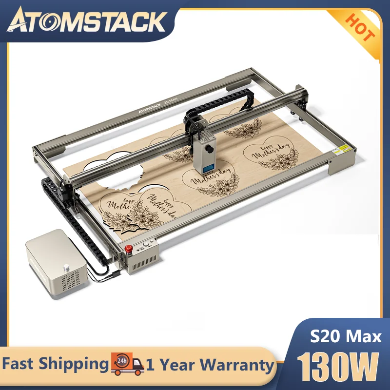 

ATOMSTACK S20 Max 130W Laser Engraver Dual Air Assist Tank Chain CNC 20W Output Power App Offline Metal Engraver Cutting Machine