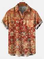 2022 summer high quality creative petal men shirt hawaiian short sleeve beach shirt plus size 6 size petal single button men top