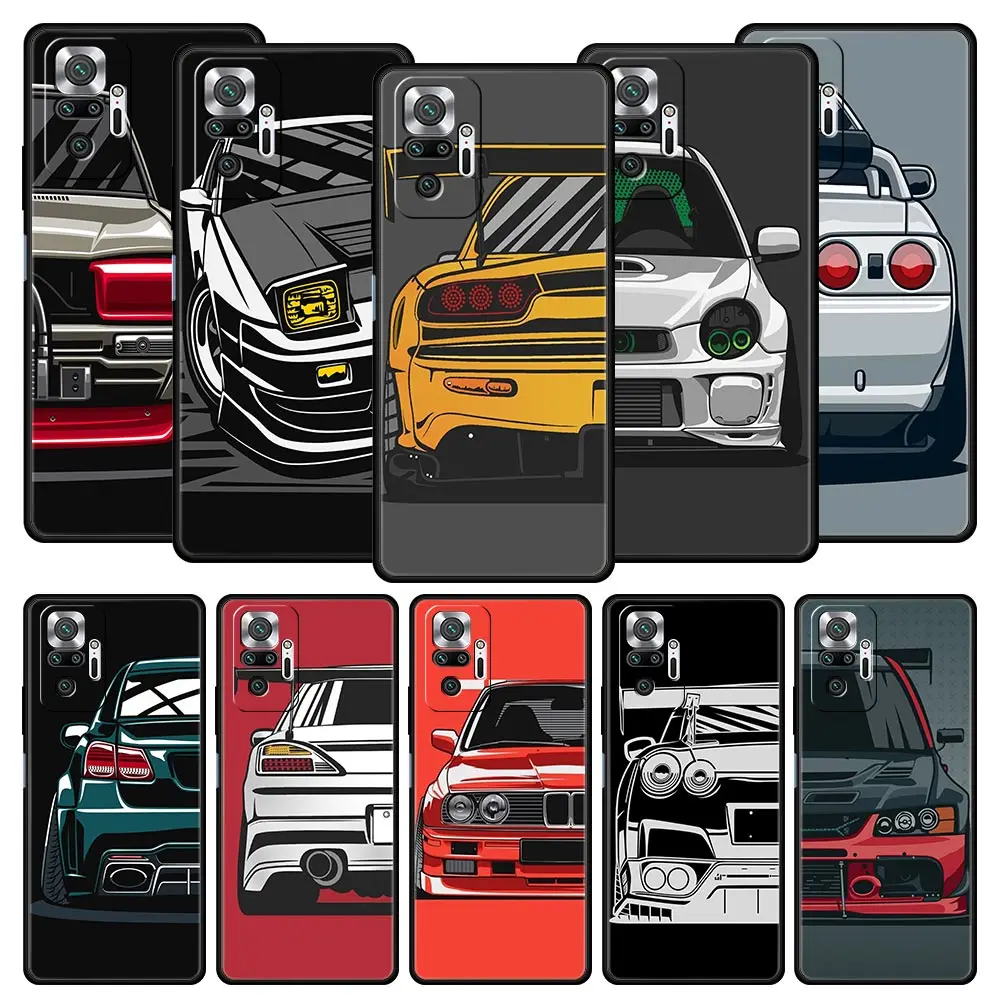 

Silicone Phone Case For Xiaomi Redmi Note 12 10 11 9 8 Pro Plus 9S 7 8T 9T 9A 8A 9C K40 Gaming Cover Bumper Japan JDM Sports Car