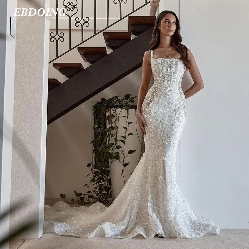 Кружевное свадебное платье-Русалка на тонких бретельках свадебные платья без