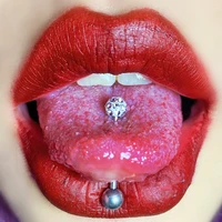 1pc anti allergy surgical steel tongue rings women handmade epoxy coated crystal piercing tongue barbells piercing jewelry 14g