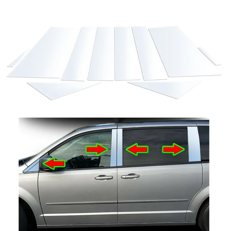 

10 шт. для Dodge Grand Caravan 2008-2020/CHRYSLER Town & Country 2008-2016, автомобильные столбы, дверь, окно, отделка, Обложка, наклейки, Стайлинг