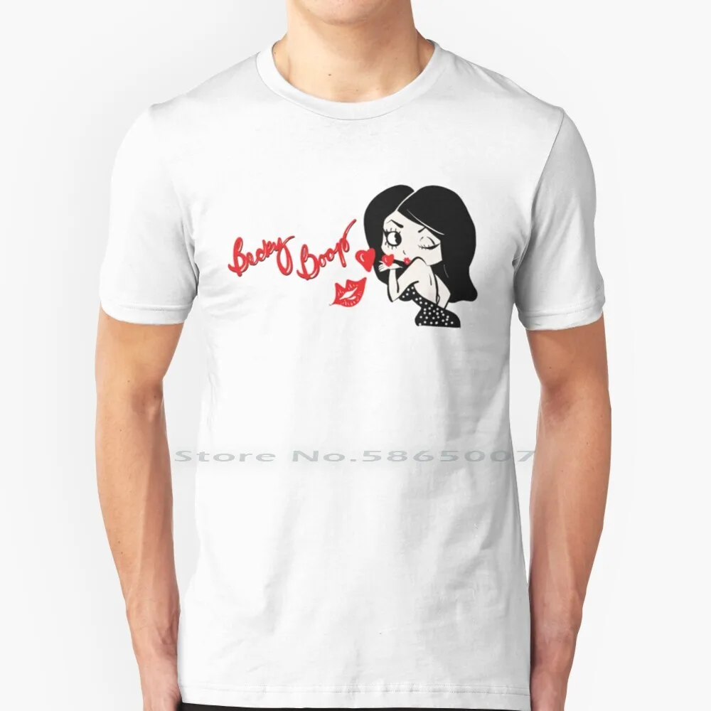 

Boop Kisses T Shirt 100% Cotton Boop Classic Cartoon Modern Vintage Goth Boop Long Haired Boop Modern Boop Instagamrr Big Size
